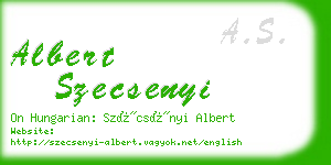 albert szecsenyi business card
